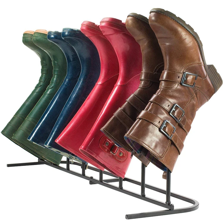 JH-Mech Steel Wellington Boot Rack 4 Pairs Free Standing Walking Shoe Storage Stand