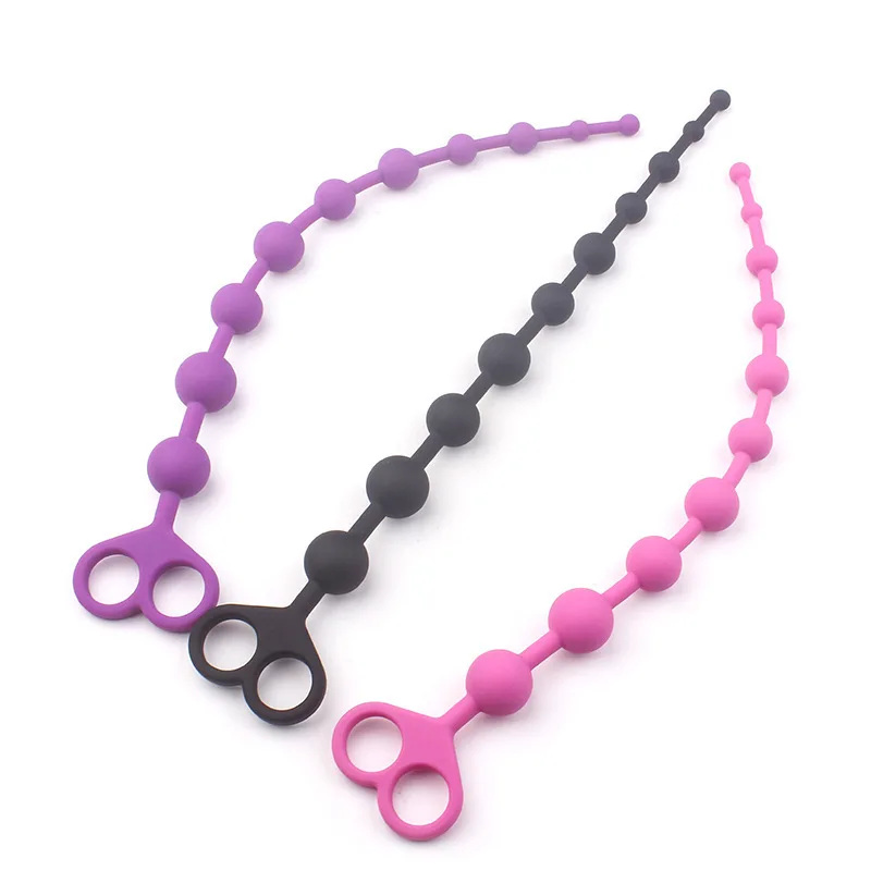Silicone Anal Bead Butt Plug Anal Trainer Anal Chain with 6 Balls and Pull Roop for Men Women Sex Toys Factory