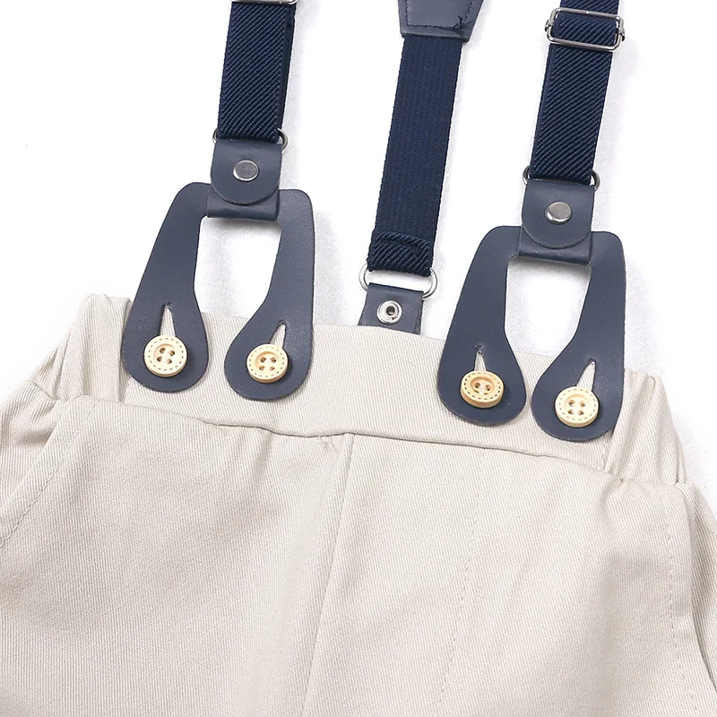 Summer Toddler Boys Gentleman Suit Infant Kids Short Sleeve Bow Tie Shirt+Suspender Shorts Casual Baby Boy Clothes Outfits