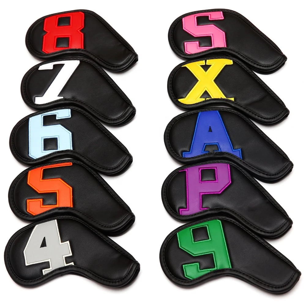 Colorful Number Golf Iron Head Covers Iron Headovers Wedges Covers with Long Neck 4-9 ASPX 10pcs