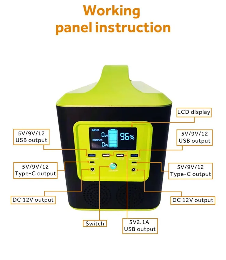 110V/220V portable power station lifepo4 battery solar generator with AC/DC output/USB for home&outdoor