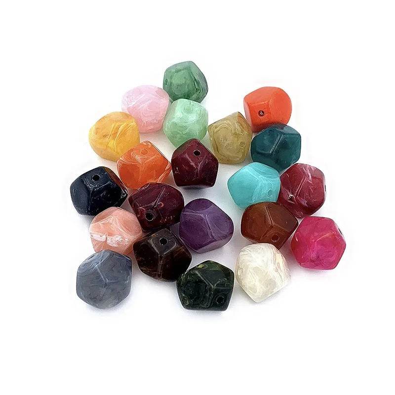 DS Factory Direct Sell 20*22mm acrylic bead shaped bicolor beads imitation stone beads jewelry accessories