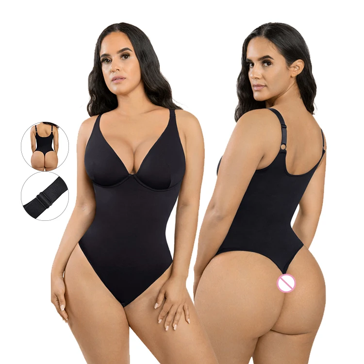 Online Fashion Plunge V-Neck One-Piece Bodyshapers For Women Tummy Control Black Bodyshapers For Women Shapewear