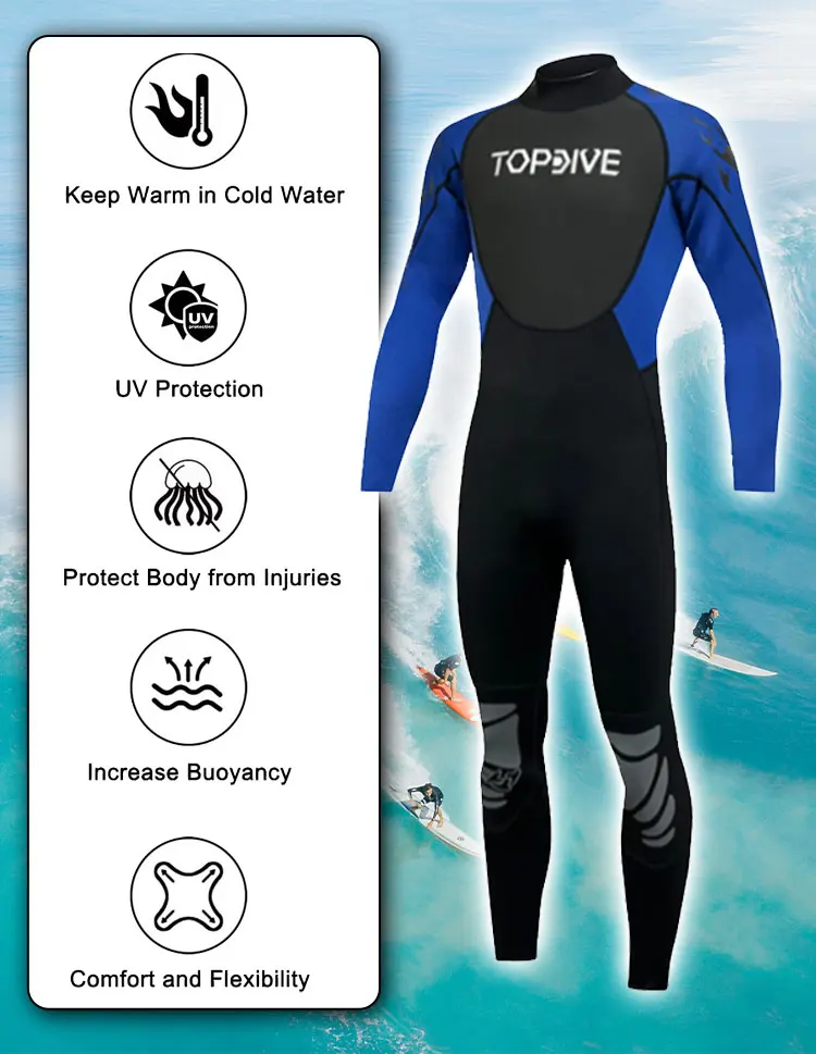Customized 3mm Thermal Wetsuit Neoprene Fabric Full Long Sleeve Diving Wetsuit for Men