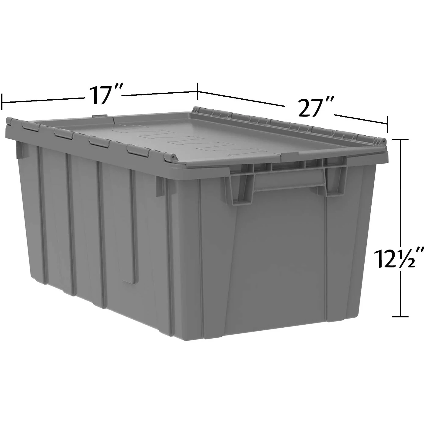 Heavy Duty Plastic Storage and Packing Stackable Tote Crates with Attached 100 Pound Capacity