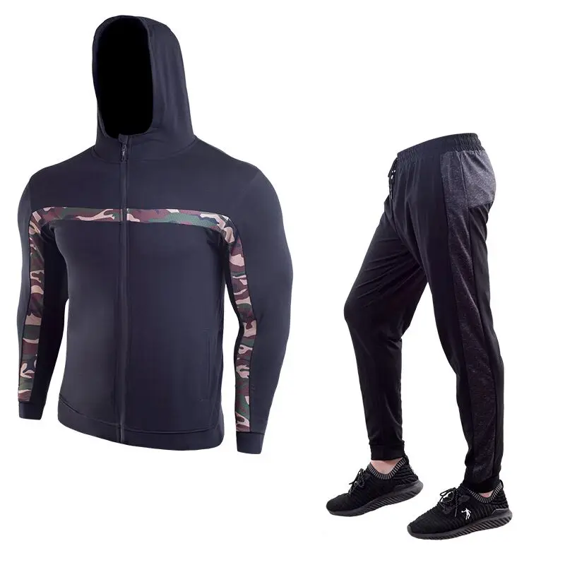 New Tracksuit mens sports suits gym running 2 piece set jacket and pants Fitness jogging suit male Bodybuilding sportswear