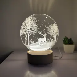Best-selling christmas  wooden base acrylic sheet Earth pattern USB cable Bedroom Living room party 3D acrylic night light