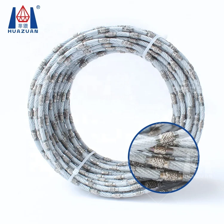 Huazuan High Efficiency Diamond Wire Rope Vacuum Brazed Plastic Wire Saw for Stone Cutting quarrying chamfering