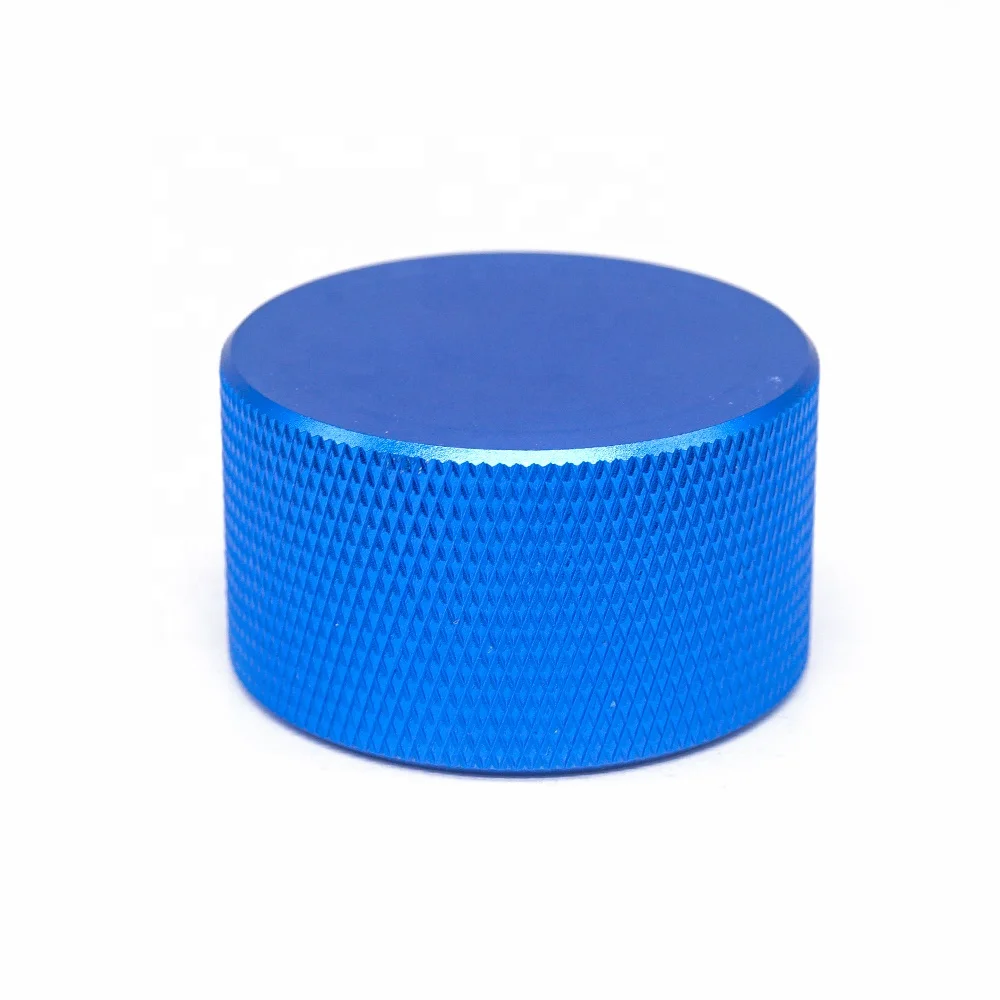 OEM cnc machining aluminum turning parts blue anodized  Knurled guitar knob