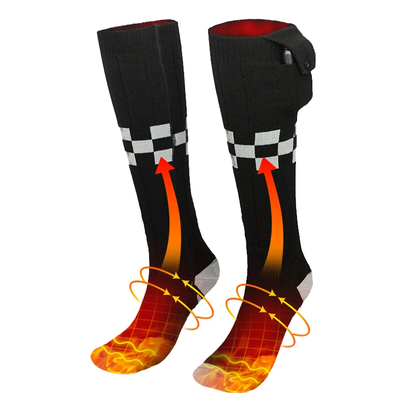 Electric Heated Socks Cute Crew Winter Stockings Braided Thread Heating Socks Rechargeable Battery For Dongguan Heated