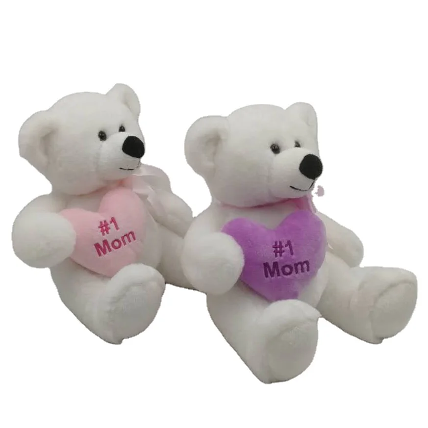 Factory wholesale custom Hot selling OEM/ODM high quality 10 inch soft stuffed cute fashion Mom Bear with heart plush toy