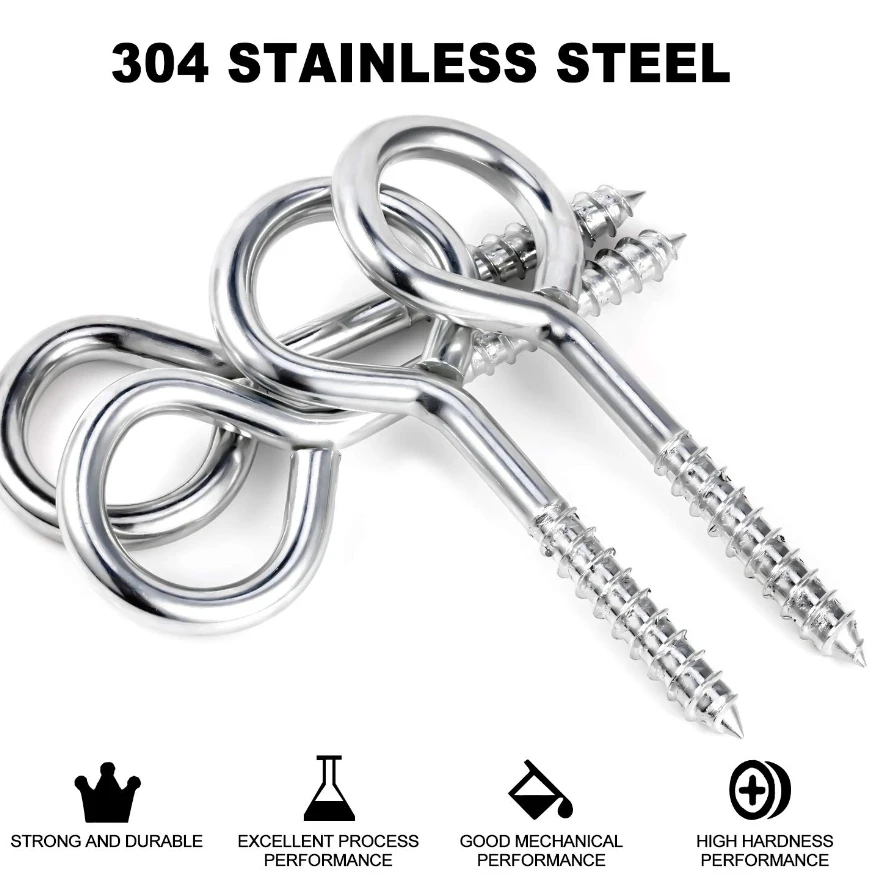 2024 Custom Zinc Plated Carbon Steel Sheep Eye Screws Closed Hook With Ring Screw Lifting Ring Sheep Horn Eye Bolt