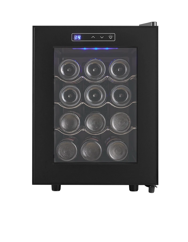 Compressor Commercial 12 Bottles Compressor Cooler Black Unique Body Metal Steel Wood Stainless Frame Power Electronic Parts