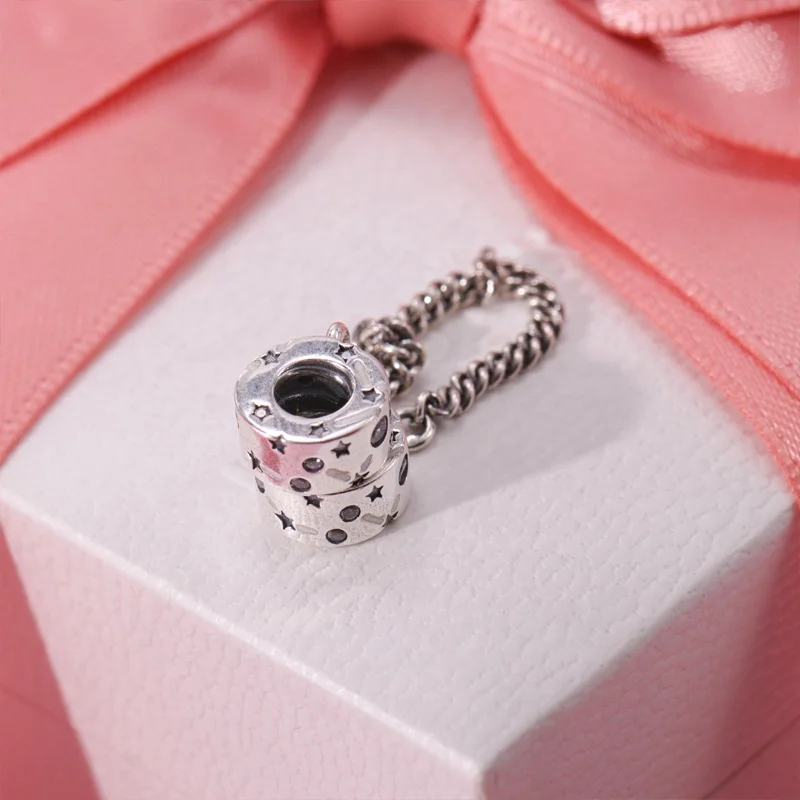 Hot sale silver-studded Safety Chain fits Bracelet DIY Family Heart CharmJewelry  for Ladies Jewelry Gifts of Mothers Day