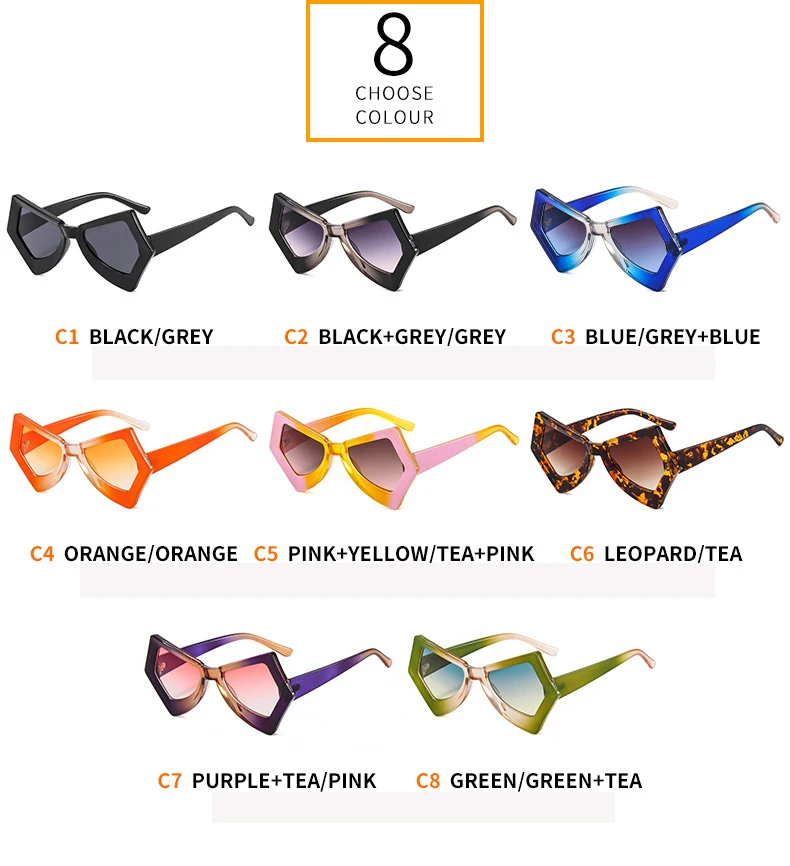 2022 Ins Exclusive Sunglasses Colorful Gradient Pc Butterfly Shaped Custom Brand Women Oversized High Quality Custom Sunglasses