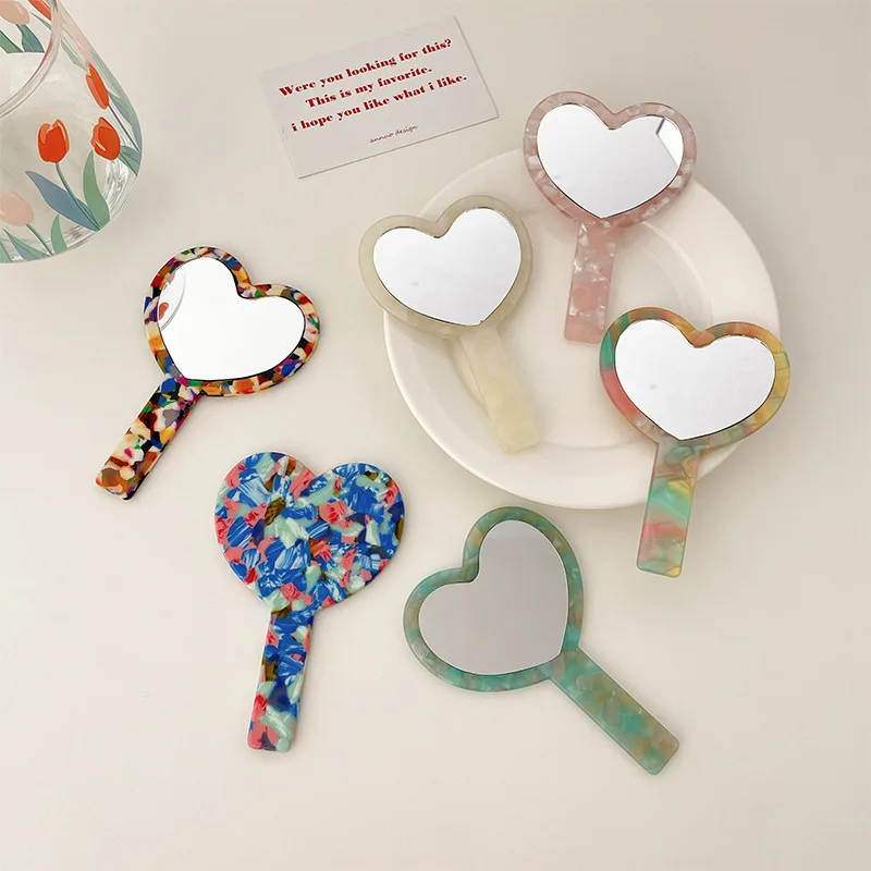 Антистатическое зеркало для макияжа с ручным зеркалом в подарок, карманное ацетатное зеркало