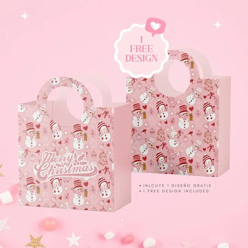 Custom Brand Logo Gift Bags Template Candy Kraft Bags  Birthday Party Gift Bag  Christmas Wrapping