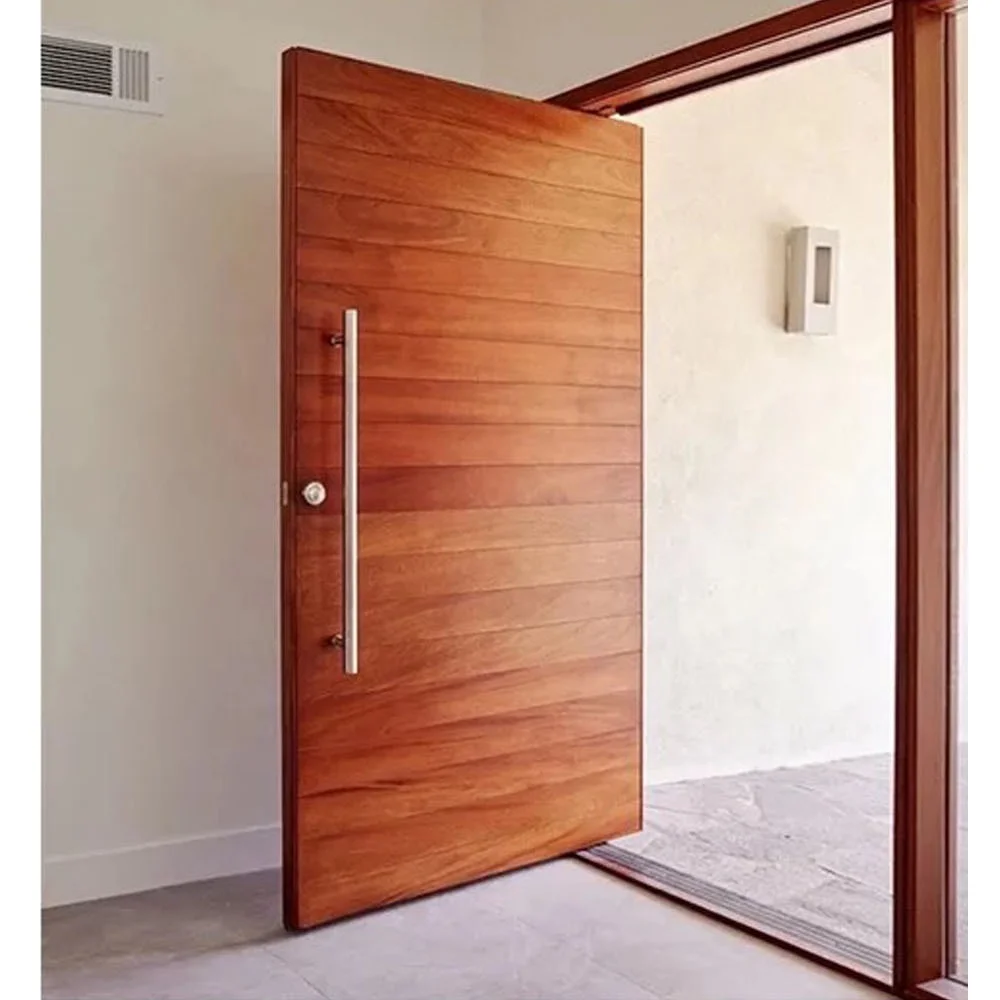 Design Cheap Price Wood Veneer Flush Exterior Panel Modern Pivot Doors New Product Wooden Swing Entry Doors Solid Wood Villa