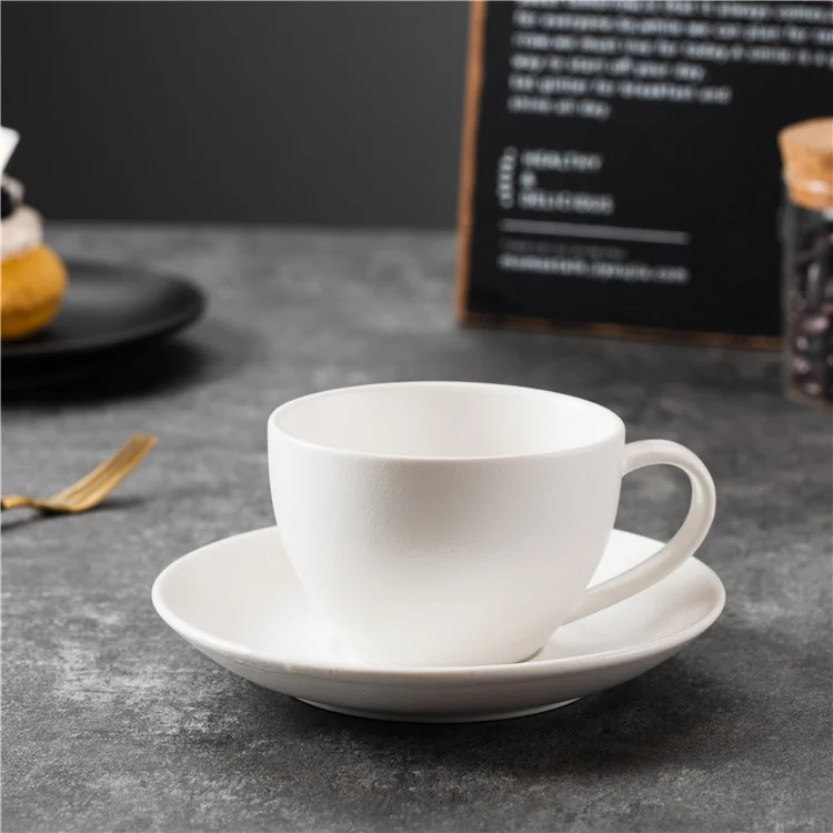 British Custom Logo Hotel Restaurant White Espresso Coffee Cup Cafe Cappuccino Cups Ceramic Tea Cup and Saucer