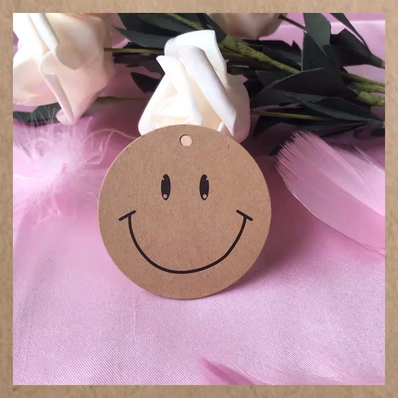 Custom round Thank You Kraft Gift Tag Wedding Party Paper Hang Tags Packaging Label Decorative Paper Tags