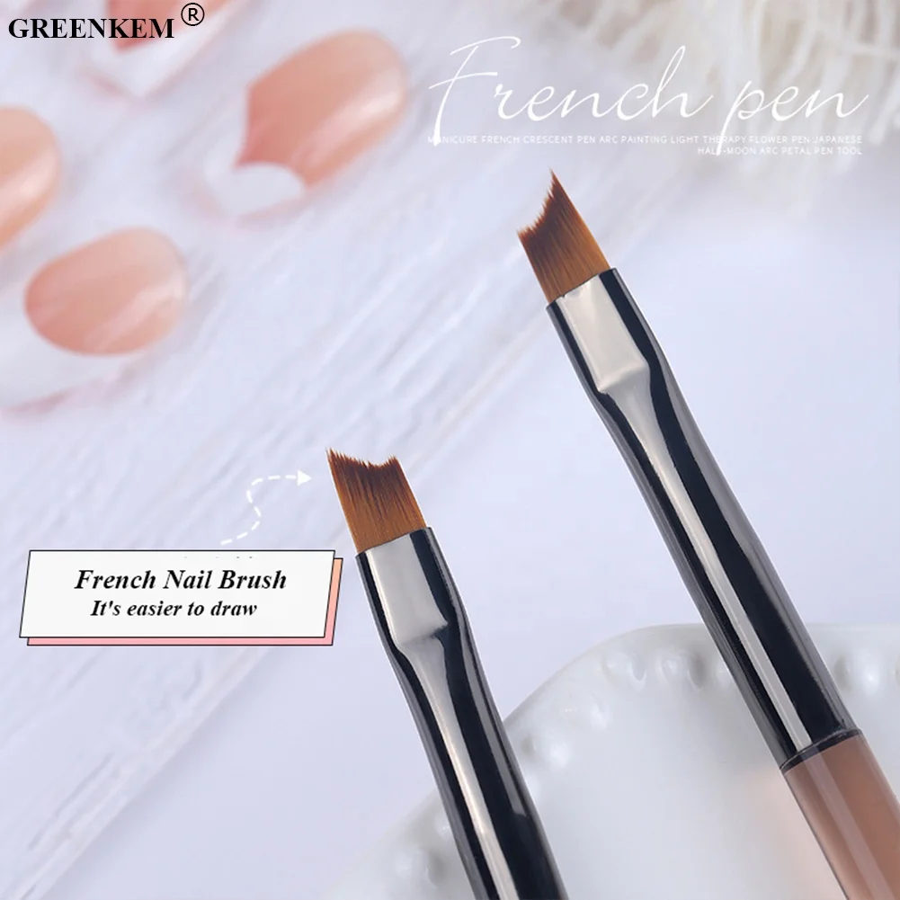 Manicure French Nail Art Brush Drawing Flower Crescent Pen Arc Professional French Kolinsky Acrylic Nail Liner Brush