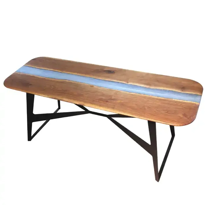 Unique Design Dining Room Furniture River Table Top Interior Epoxy Resin Wood Table