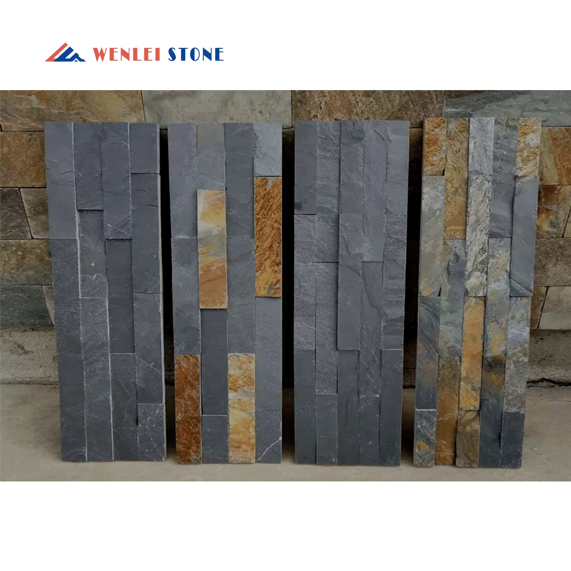 Natural Stone Slate Wall Cladding Stack Ledger Tiles  Slate Stone Veneer Culture Stone for Fireplace Decorative Wall Panels