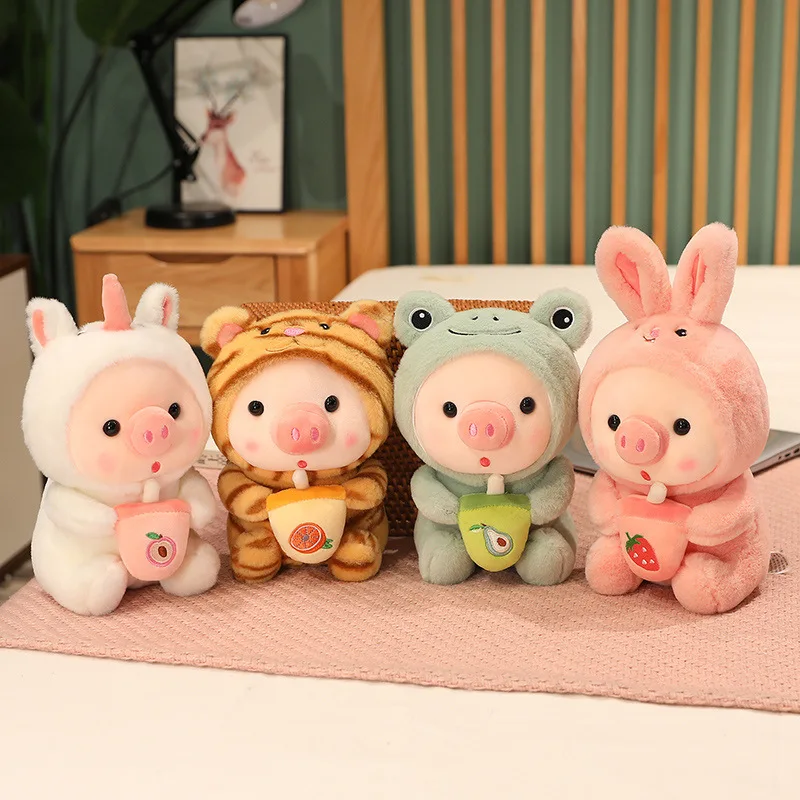 New Stuffed Animals Bubble Bobba Milk Tea Pig Plush Toy Pillow Bobba Plushie Doll