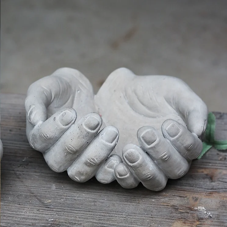 Home & Garden Hand Shape Decorative Indoor Cement Made Succulent Plant Flower Pots & Planters