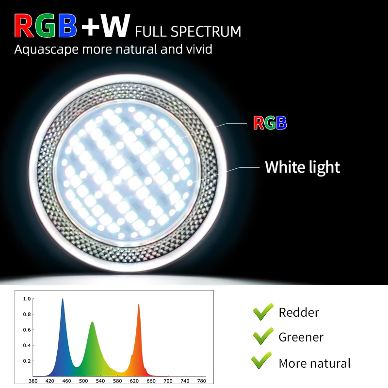 WEEKAQUA T70 WRGB Fish Led Light Aquarium for Aquatic Freshwater Aquascape Button Control with Sunset Sunrise
