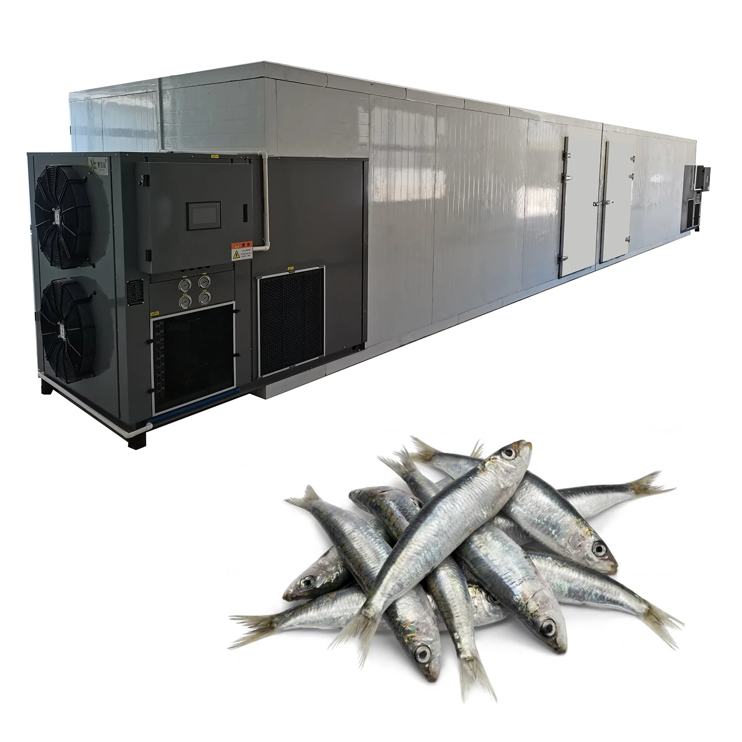 1500 kg Sardine Drying Machine with 384 Stainless steel Trays and Temperature Control System