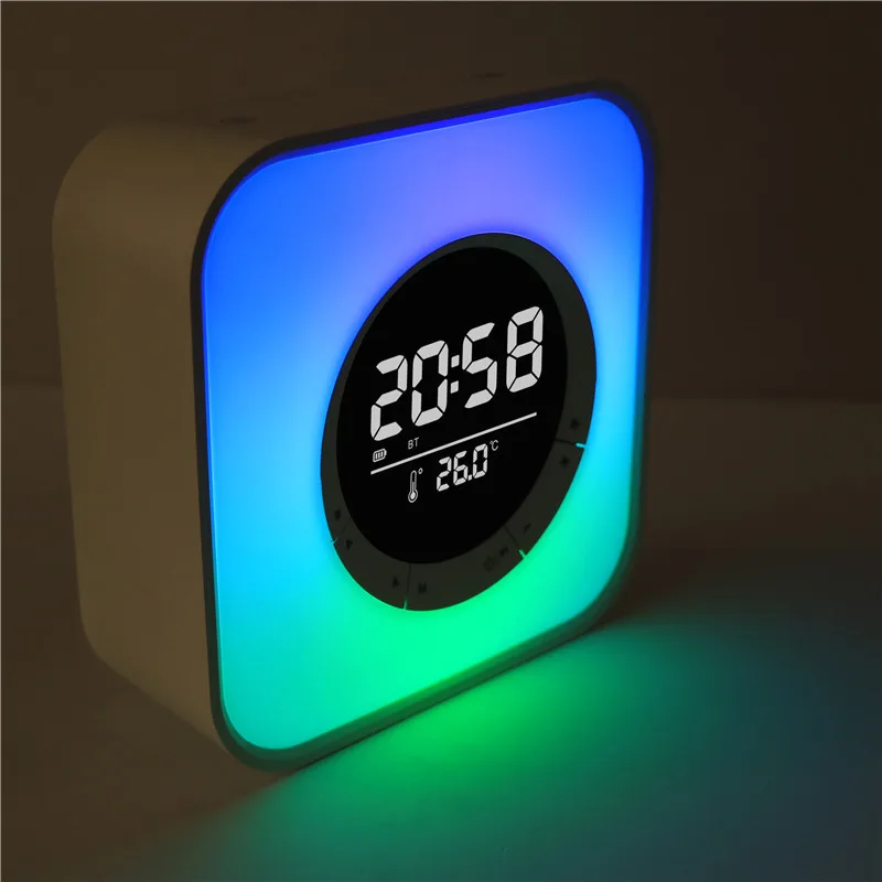 High Quality Bluetooth Speaker Multi-function Colorful LED Light Alarm Clock Thermometer Wireless