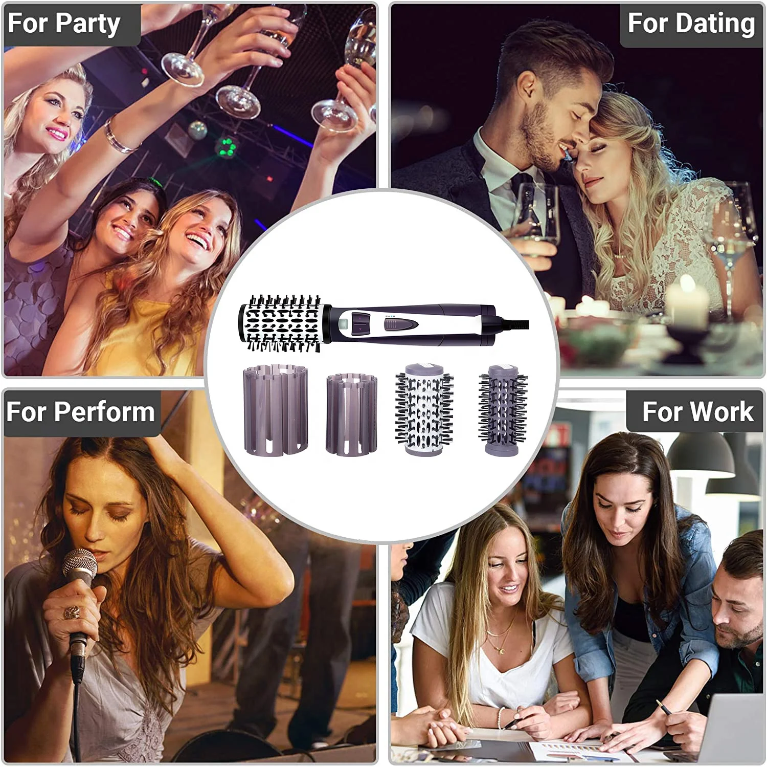 Custom 360 Rotating 3 In 1 Air Brush Salon Equipment Volumizing Hair Curler One Step Electric Hair Dryer Brush Hot Hair Comb