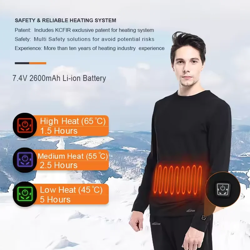 inner clothes man / woman custom heated electronic battery electrical power bank self heating thermal rechargeable underwear