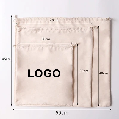 Custom Logo Reusable Large Brown Beige Blank Suede Cotton Drawstring Bag Shoes Dust Bags for Handbags Clothing Storage