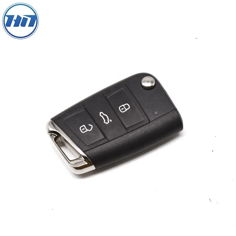 Genuine Semi-Intelligent Flip Remote Car Key For Golf MK7 3 Button ASK 434MHz MEGAMOS 49 chip Car Key Blanks CMIIT 2015DJ1678