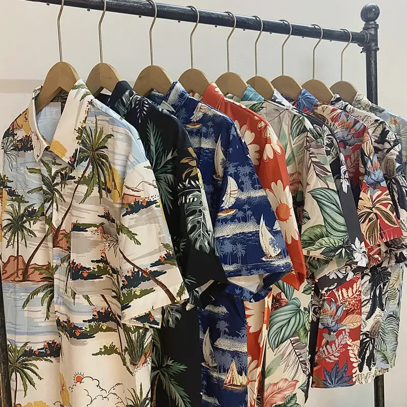 Custom  rayon sublimation hawaiian tribal  floral men T shirt