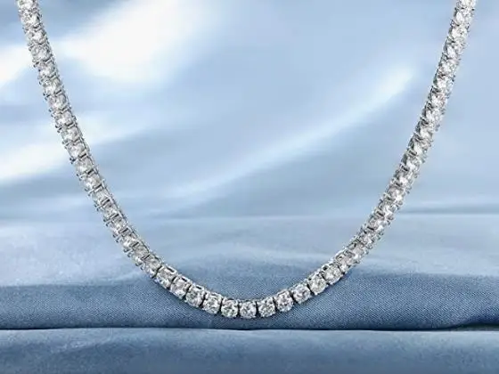 Fashion necklaces jewelry bulk 925 sterling silver white gold plated 4.0mm round cubic zirconia classic tennis Necklace