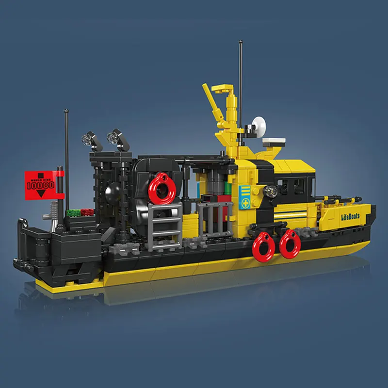 MOULD KING 10080 Norwegian Multi-purpose Lifeboat Plastic Assemble Kit Bricks Sets Mini Luxury Model