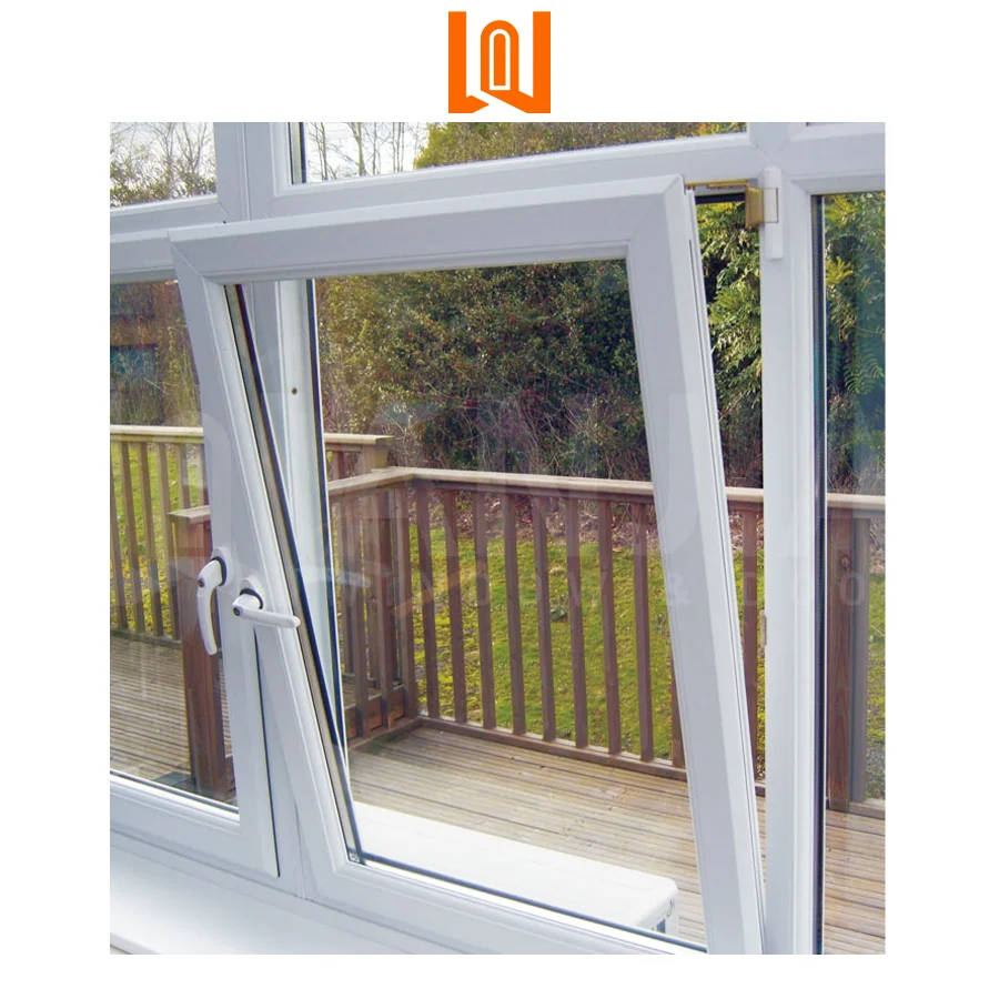 Простые стильные ПВХ европейские окна наклона и поворота для виллы ударные закаленные стеклянные створки Upvc