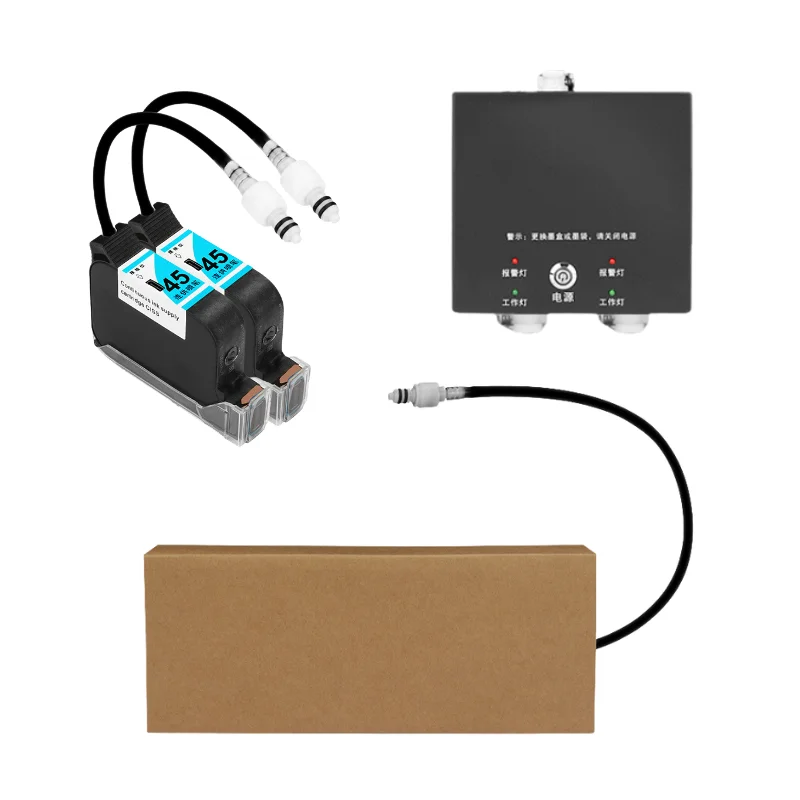 Continuous ink supply ink cartridge industrial 12.7mm inkjet head water-based ink additive coding machine dual spray set