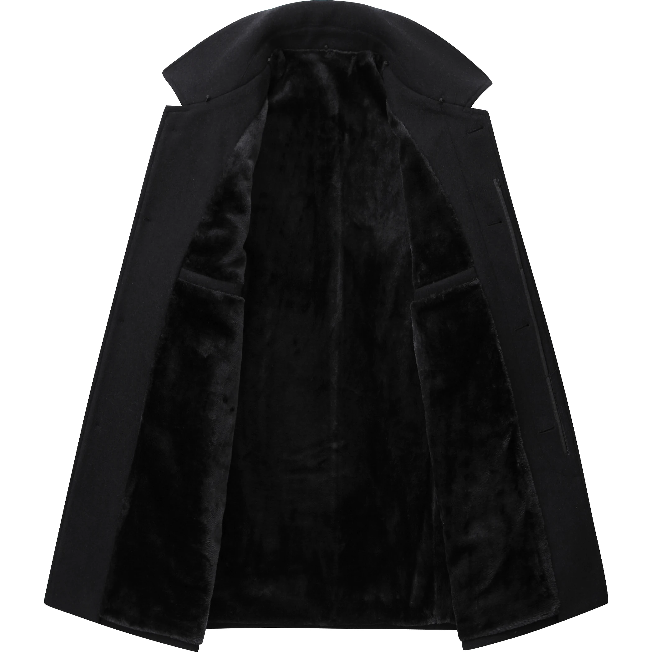 Прямая поставка, оптовая продажа, мужское зимнее пальто, бархатная теплая куртка, черное, серое деловое повседневное шерстяное пальто с отложным воротником