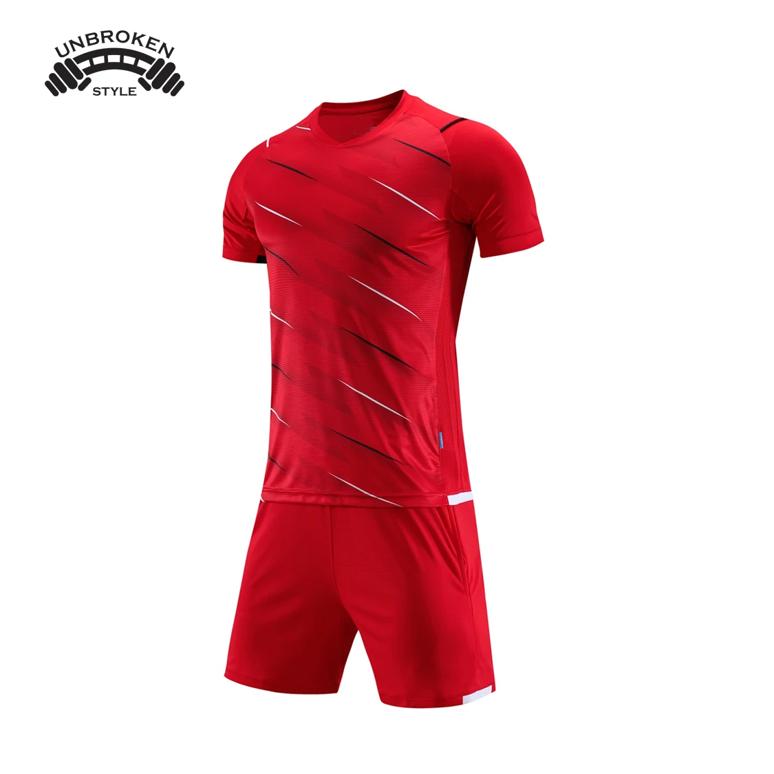 
Wholesale Men Top Quality Red White Color New Design Durable Out Fit Custom Logo Soccer Uniforms by unbroken style 