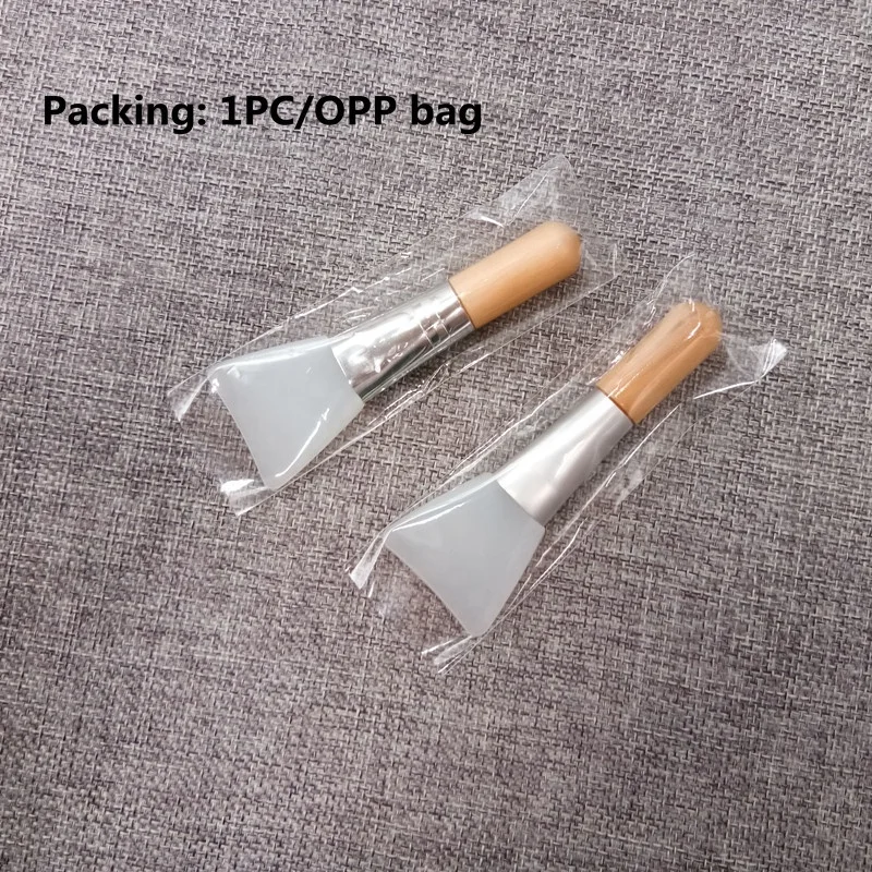 Custom Vegan Natural Wooden Mini Short Handle 10cm Gold Small Silicone Brush for Facial Mask Clay Mask Applications