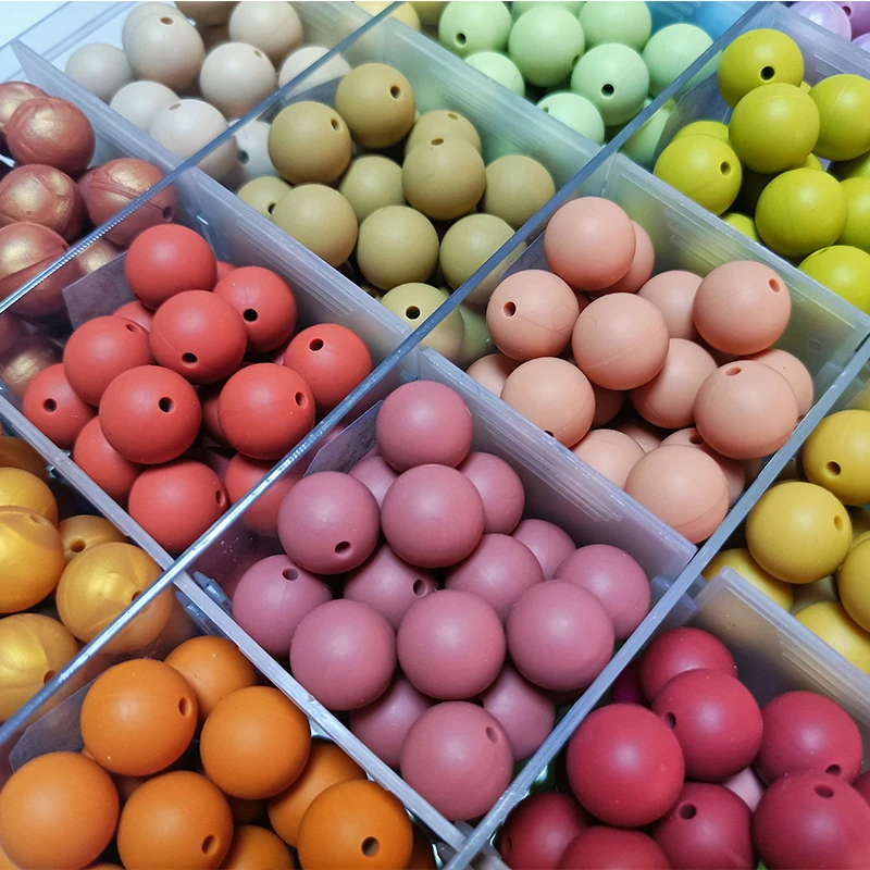 Wholesale 99 Colors Silicone Teething Beads Bpa Free Food Grade 9mm 12mm 15mm 19mm Baby Silicone Round Beads
