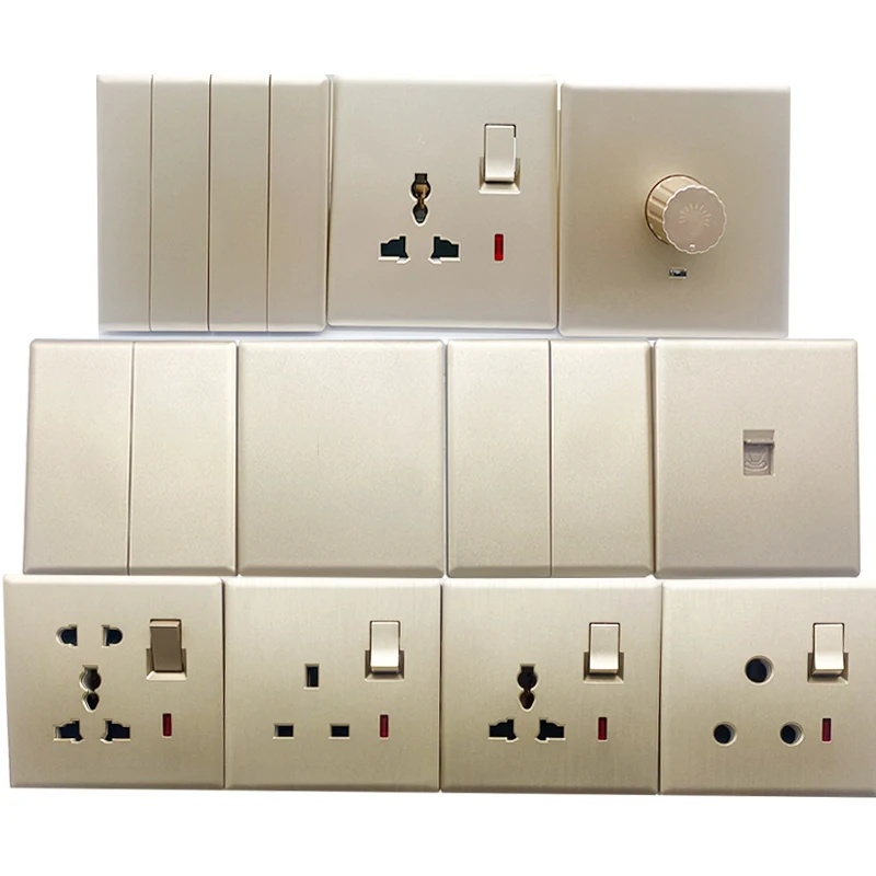 UK BS Standard Factory direct supply golden simple design wall switch socket 16A 13A 220V  sockets and switches electrical