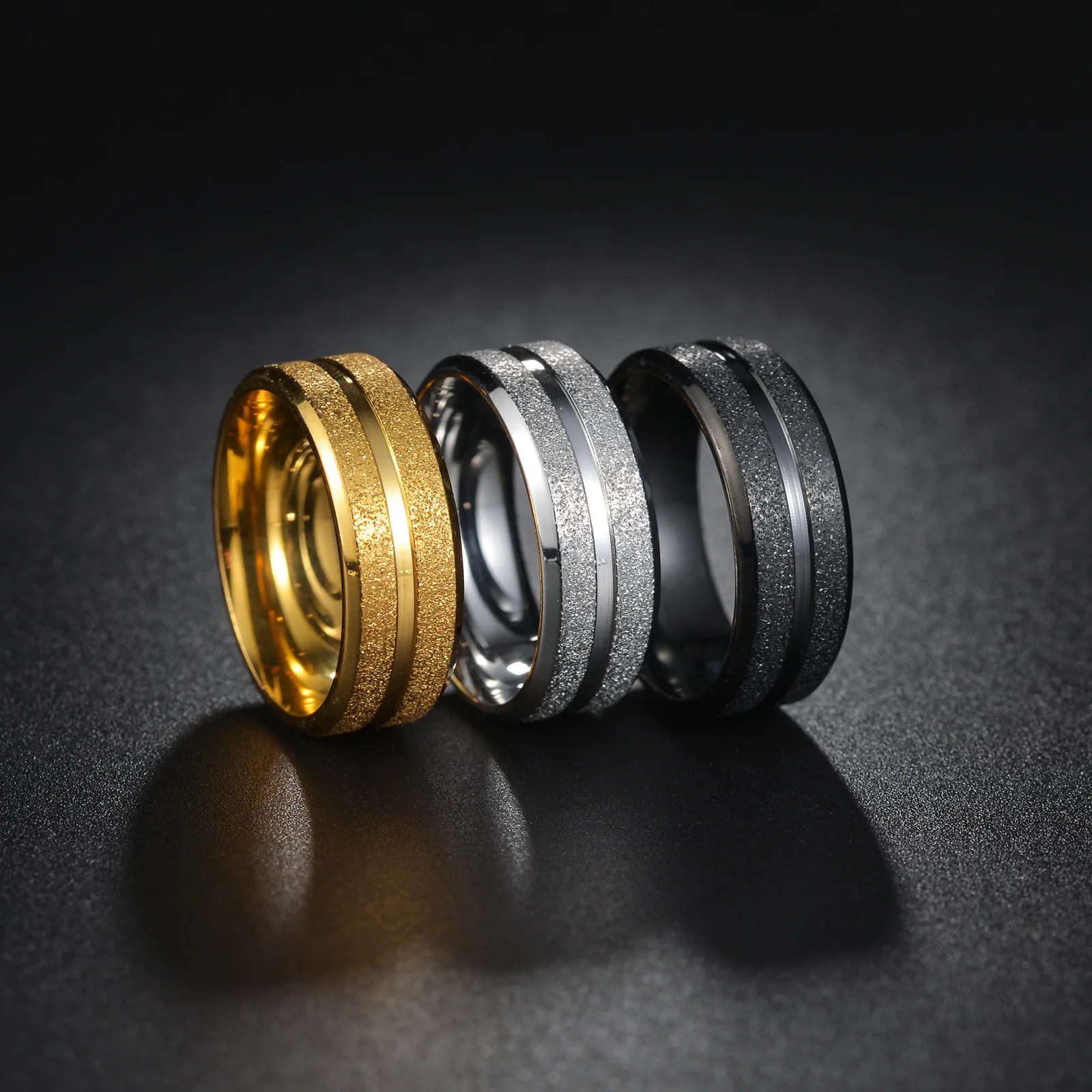2024 Hot New Chinese Loong Style Stainless Steel Ring Gold Plated Punk Style Frosted Titanium Jewelry for Engagement Gift