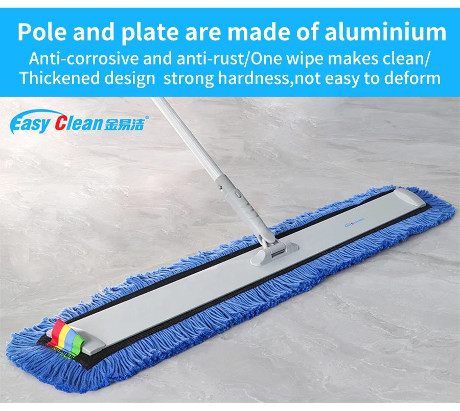 Cleaning flat mop with microfibre mop head used in hospital