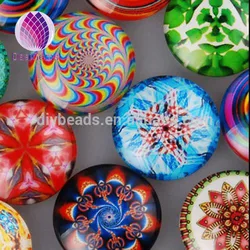 Wholesale round glass cabochon with kaleidoscope pattern pictures