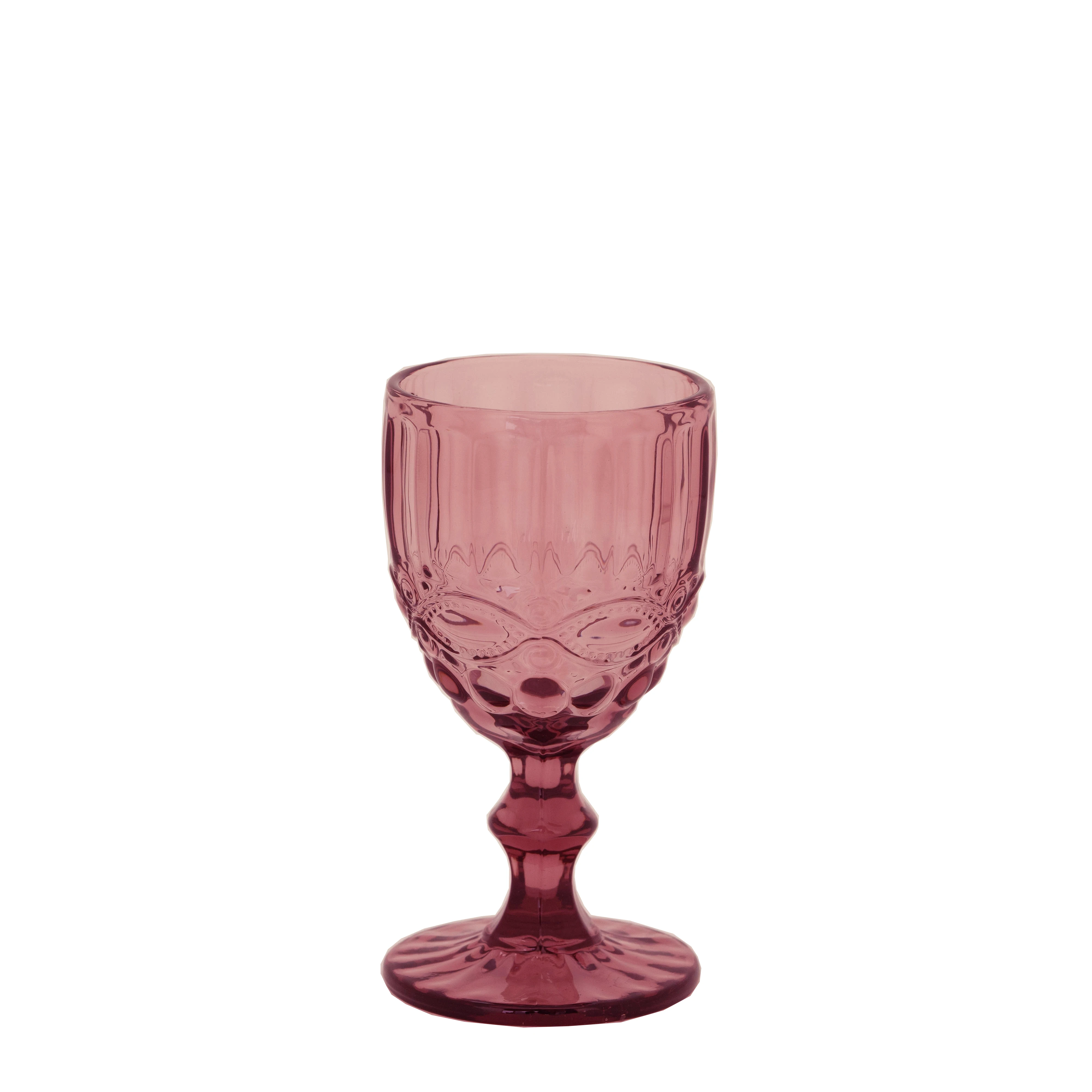embossed purple colored glassware retro juice vintage red wine glass goblet set